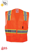 Premium Class 2 Multi-Purpose Two Tone Mesh Zipper 6 Pockets Vest